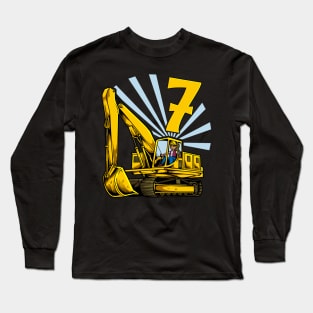 Excavator 7 year old birthday Long Sleeve T-Shirt